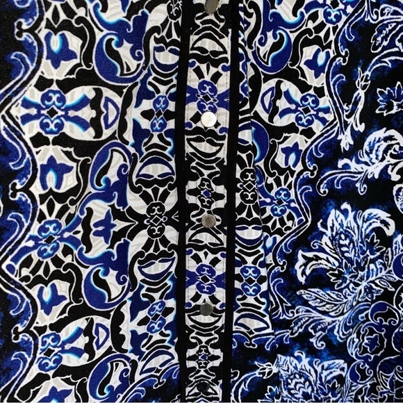 White House Black Market Blue Button Down Tunic - Picture 4 of 6